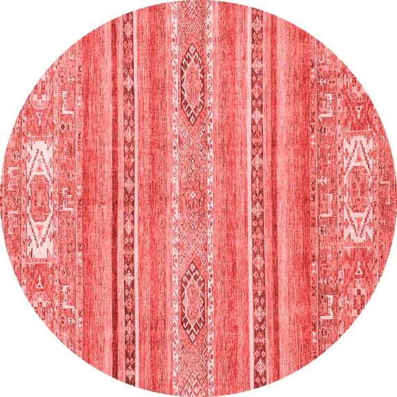 Ahgly Company Machine Washable Indoor Round Abstract Red Modern Area Rugs, 8' Round