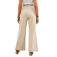 thumbnail image 4 of Gomelly Ladies Trousers Elastic Waist Bottoms Loose Fit Palazzo Pant Women Baggy Daily Wear Yoga High Khaki M, 4 of 7