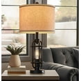 thumbnail image 5 of 23.75" Industrial Black Metal Table Lamp Living Room Bedside Lamp Bedroom Lamp Set of Two with Bulb, 5 of 5