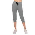 thumbnail image 2 of ALWAYS Capri Jogger Pants, Women's Casual Slim Bottoms Grey M, 2 of 5