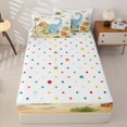 thumbnail image 4 of Homewish Cute Dino Family Zipper Twin Comforter Sets with Fitted Sheet and 2 Pillowcases,Jungle Animals Zipper Bedding Set,Polkadot Reversible,4pcs, 4 of 8