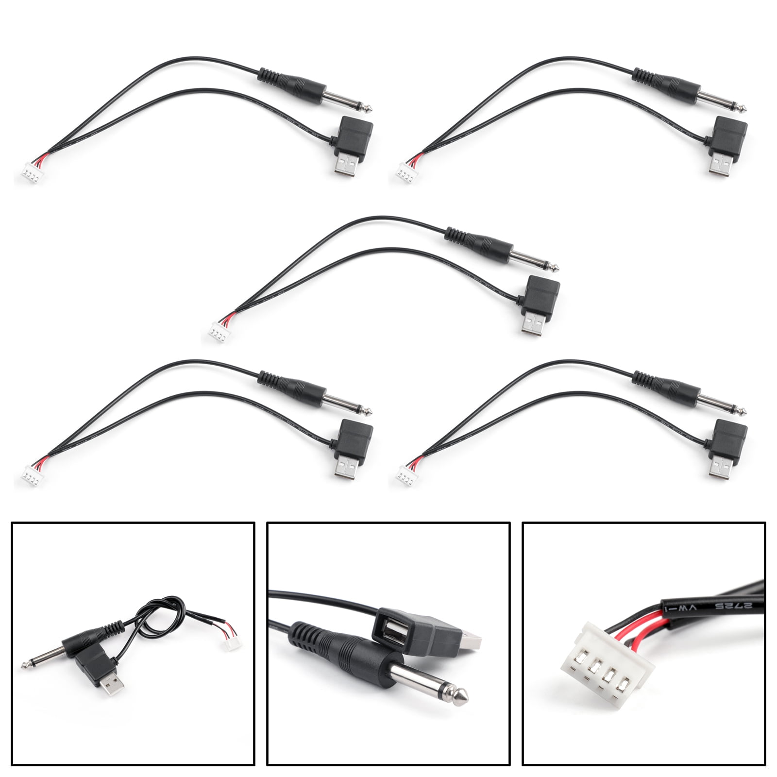 5× Speaker Cable 6.35 Audio Plug To USB Male Female Adapter With 4 Pin