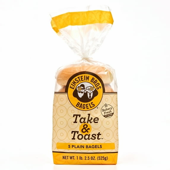 Einstein Bros Bagels Take & Toast, Plain Bagel, 5 Count, 18.5oz Bag pack of 1
