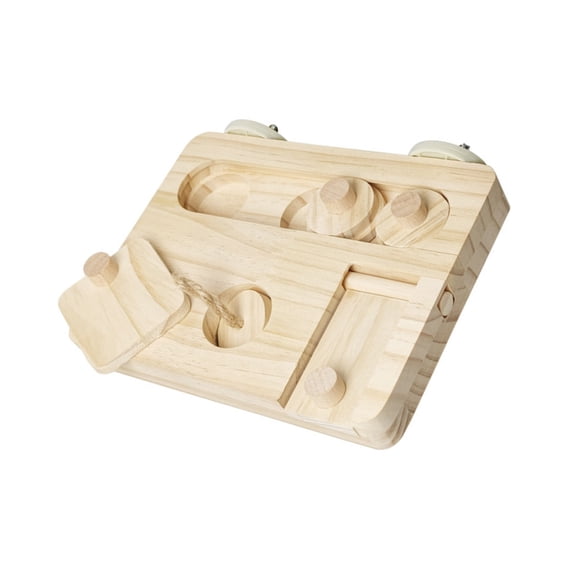 Bird Activity Wooden Foraging Platform with Enrichment Puzzle Sliding Block Parrots Perch Food Toy with Compartments