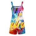 thumbnail image 3 of DDAPJ pyju 2025 Summer Rompers for Women Tie Dye Print Sleeveless Suspenders Short Overalls Loose Casual Wide Leg Jumpsuits Shorts with Pockets Clearance Sale White S, 3 of 5