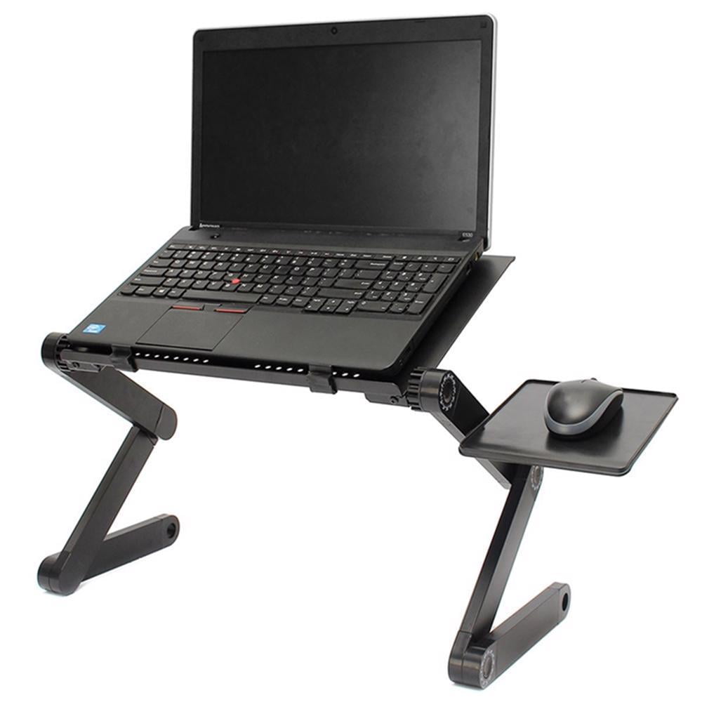 Bureau/support/table d'ordinateur portable réglable en aluminium avec  ventilateurs et plateau de souris à montage latéral plateau de télévision  ergonomique pour ordinateur portable debout/assis