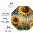 thumbnail image 4 of Gaeub Artistic Oil Painting Sunflower Print 6 Pcs Leather Coasters for Drinks ,Drink Coasters Sets,Drink Table Cup Coasters for Living Room Kitchen Coffee Decor,Octagon, 4 of 7