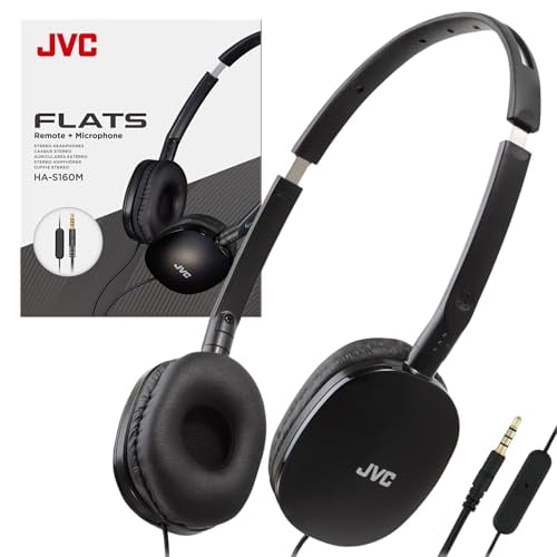 JVC Flats Auriculares supraaurales con cable - Diseño plano y plegable - Controlador de 30 mm para un sonido potente - Almohadillas suaves para mayor comodidad - Diadema de acero - Ligero y portátil -