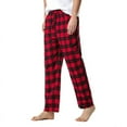 thumbnail image 2 of Men's Plaid Casual Pajama Pants Drawstring Lightweight Yoga Lounge Pants Soft Cotton Flannel Pajama Pants Straight Leg Pants with Pockets, 2 of 7