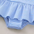 thumbnail image 7 of LIIPEE Girls One-Piece Swimsuits Casual Summer Striped Sleeveless Crew Neck Bow High Elasticity Swimwear With Ruffle Hem Toddler Fashion Bathing Suit Comfortable Cute Beachwear,Sky Blue,6-12 Months, 7 of 7