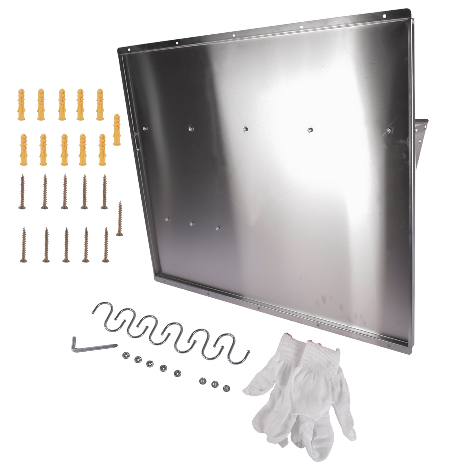 GELUOXI Range Backsplash with Shelf 36 x30.7 Inch Range Hood Wall Shield, Stainless Steel Backsplash Silver Splash Plate for Range Hood Stainless Backsplash with Storage Shelf and Hanging Rack