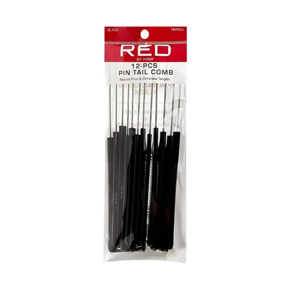 12-Piece Pin Tail Comb Set - BLACK