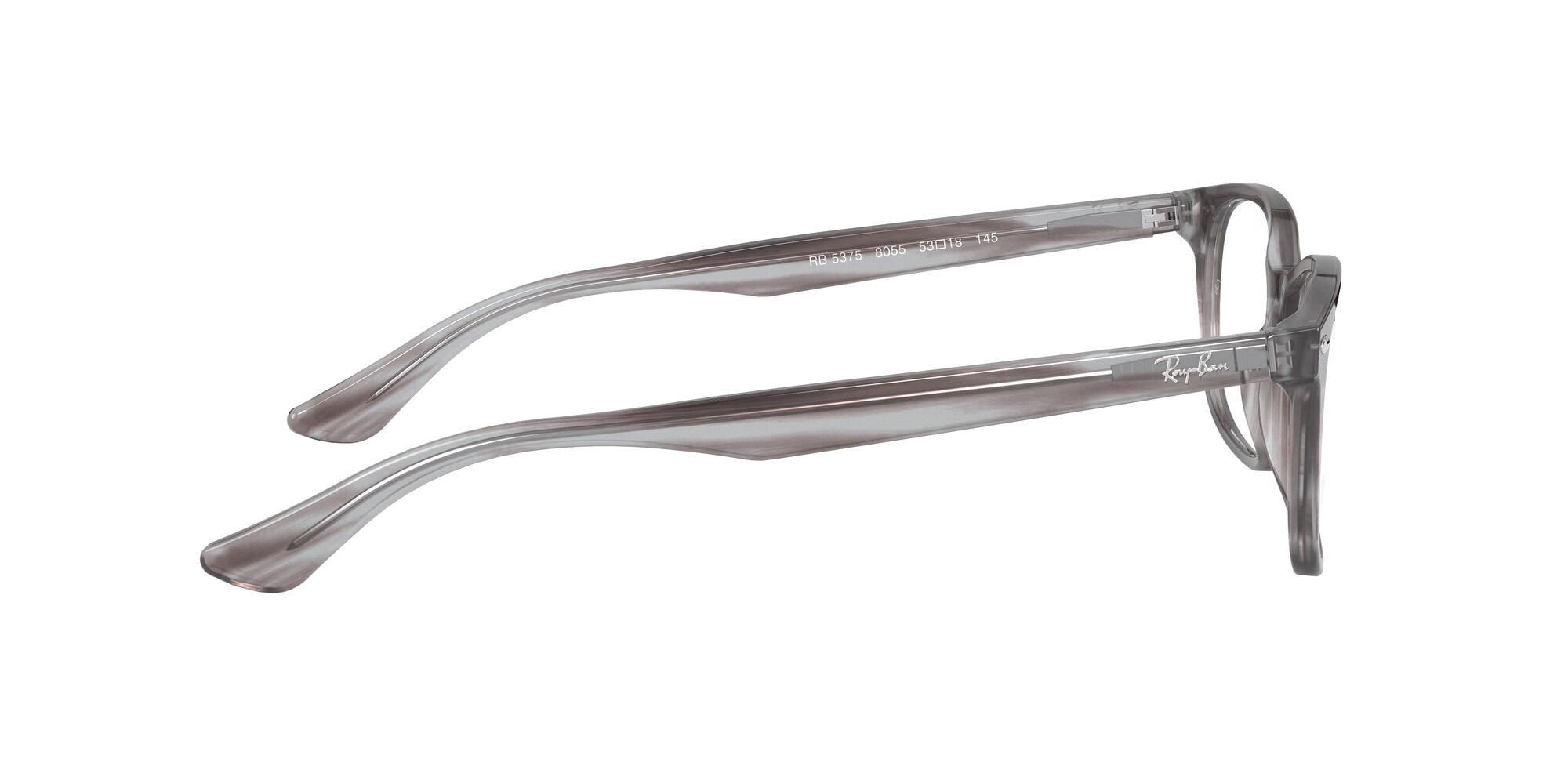 Ray-Ban RB5375 Optics Glasses, Prescription Eyeglasses with Case, Demo Lens/Striped Gray, Size 53