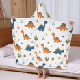 thumbnail image 5 of White Dinosaurs Geometric Plants Pattern Hooded Bath Towel，60"x35" for Ages 3 To 12 Kids, Quick Dry Lightweight Soft Microfiber Hood Beach Towel Cover Up for Kids, 5 of 7