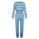 thumbnail image 4 of Gibobby Conjunto de sudadera y pantalones Conjunto de camiseta con cuello redondo y estampado de de manga larga para mujer, blusa superior y pantalones largos(Azul,M), 4 of 5