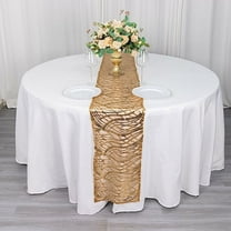 BalsaCircle 12x108 in Gold Mesh Wavy Embroidered Sequins Table Runner Party Events Reception Decorations Supplies