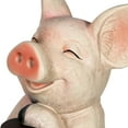 thumbnail image 4 of Exhart Solar Pig Garden Statue Holding a Glass Jar with Eight LED Firefly String Lights, 7 by 10.5 inches, Resin, Multicolor, 4 of 8
