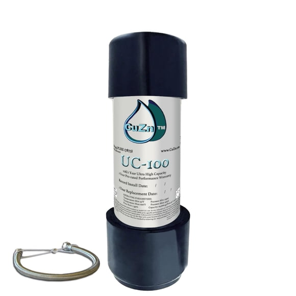 Filtro de agua CuZn UC-100 para debajo del fregadero, 10 mil galones, vida útil de 1 año