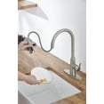 thumbnail image 6 of Izzovium Stainless Steel High Arc Kitchen Sink Faucet with Pull Out Sprayer, Brushed Nickel Finish, 3-Way Setting Single Handle, Deck Plate Included, Modern Design, 6 of 19
