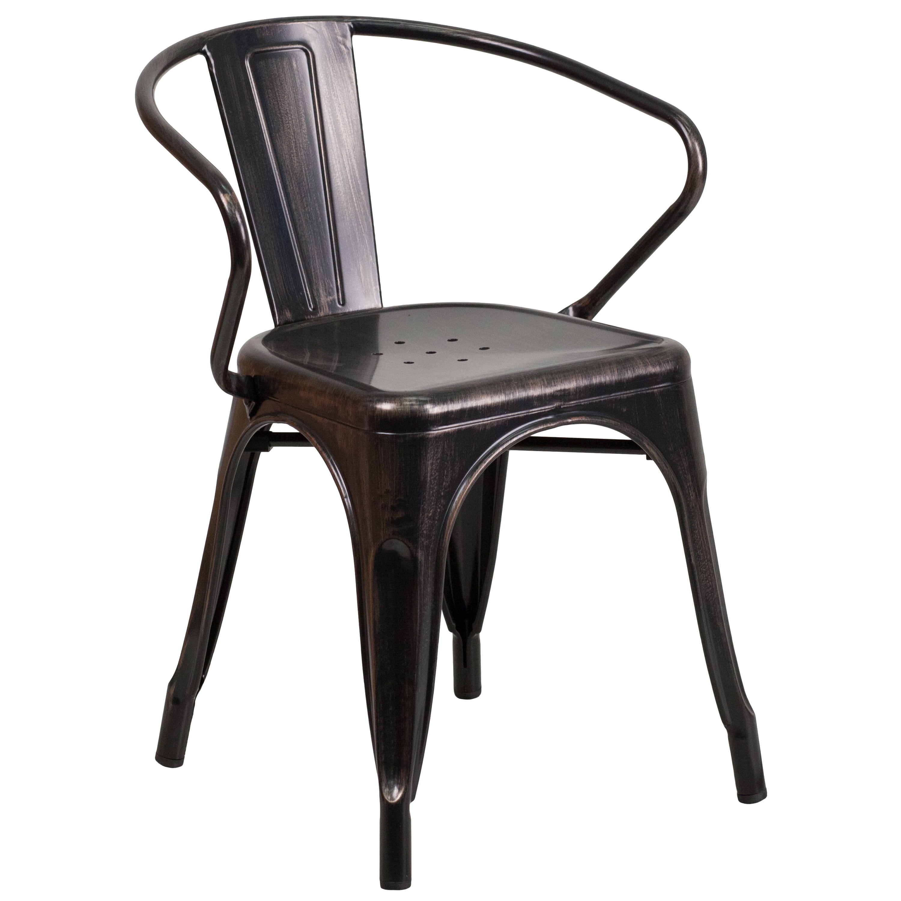 Flash Furniture BlackAntique Gold Metal IndoorOutdoor Chair with Arms