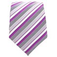 thumbnail image 4 of Purple Necktie - Purple Gray Jacquard Woven Striped Tie - Grey and Purple Ties, 4 of 6
