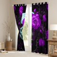 thumbnail image 3 of Manfei Gothic Skull Skeleton Curtains Pack of 2 (42x84 Each), Purple Floral Curtains Blackout, Halloween Living Room Curtains, Luxury Bedroom Decor, 3 of 6