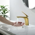 thumbnail image 4 of Single Handle Sink Faucet, Bathroom Faucet with Pop Up Drain and Water Supply Hose, Bathroom Sink Faucet 1 Hole for Lavatory, Restroom, Vanity, Brushed Gold, 4 of 7