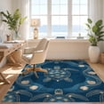 thumbnail image 3 of Design&I 8'x10' Washable Area Rug Snag-Free Themed Nautical Seashell Motif Minimalist Lobster Ocean Turtle Refined for Dining Room, Large Office, Lounge, 3 of 7