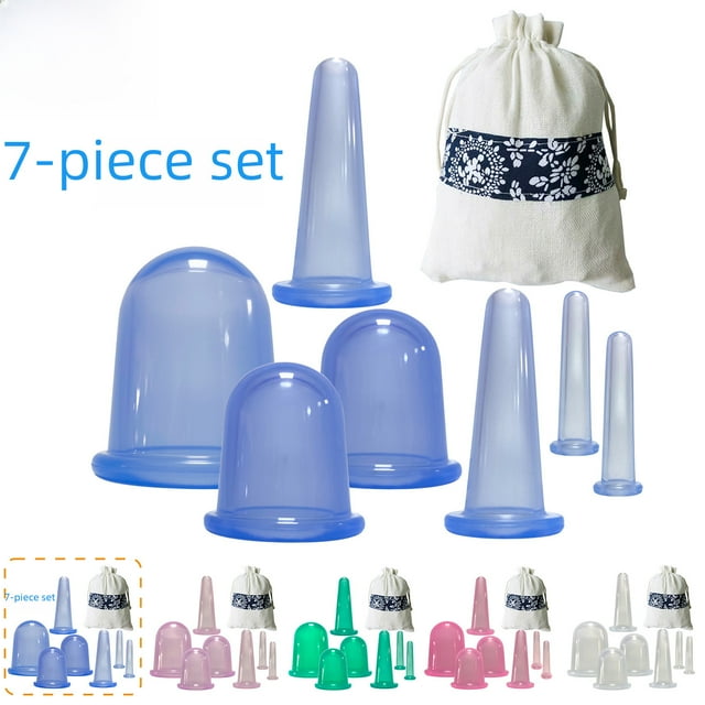 7-Piece Medical-Grade Silicone Cupping Therapy Set for Home Use - 2nd Class Certified Massage Cups with 7cm & 5.5cm Sizes, Easy-to-Use Design, Premium Silicone Material, Includes Color Box - Ready