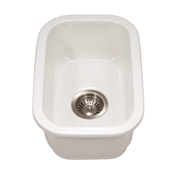 Houzer Platus 13 in White Fireclay Undermount Rectangle Single Bowl Bar Sink - PTB-1318 WH