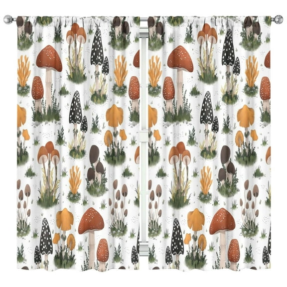 Mushroom Curtains-Blackout Curtains Bedroom Decor Living Room Darkening Grommet Window Drapes 2 Panels Set 42x84 inch