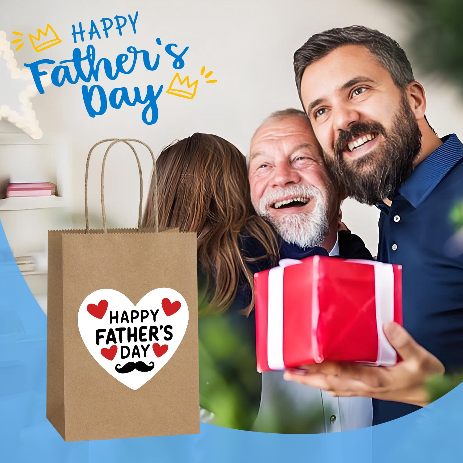 BagDream 50Pcs Brown Paper Gift Bags, 5.25x3x8inch Small Paper Bags with Handles Bulk for Shopping , Wedding, Father's Day, Merchandise and Business Party
