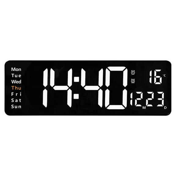 16 Digital Wall Clock with Temperature Date Day Display Stylish Design