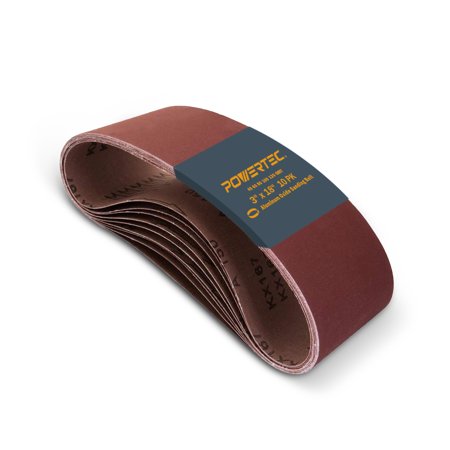 

POWERTEC 3 x 18 Inch Sanding Belts -10 Pack | 2 Each of 40 60 80 100 120 Grits Sandpaper for Portable Belt Sander (110801)