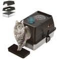 thumbnail image 1 of Ourlova Stainless Steel Litter Box with Lid Extra Large High Sided Cat Litter Trays Enclosed Litter Box with Cat Litter Mat And Scoop Easy Clean Detachable, 1 of 7
