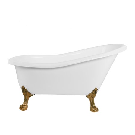 Paris Acrylic Slipper Clawfoot Tub - Rim Faucet Drillings - Lion Paw Feet