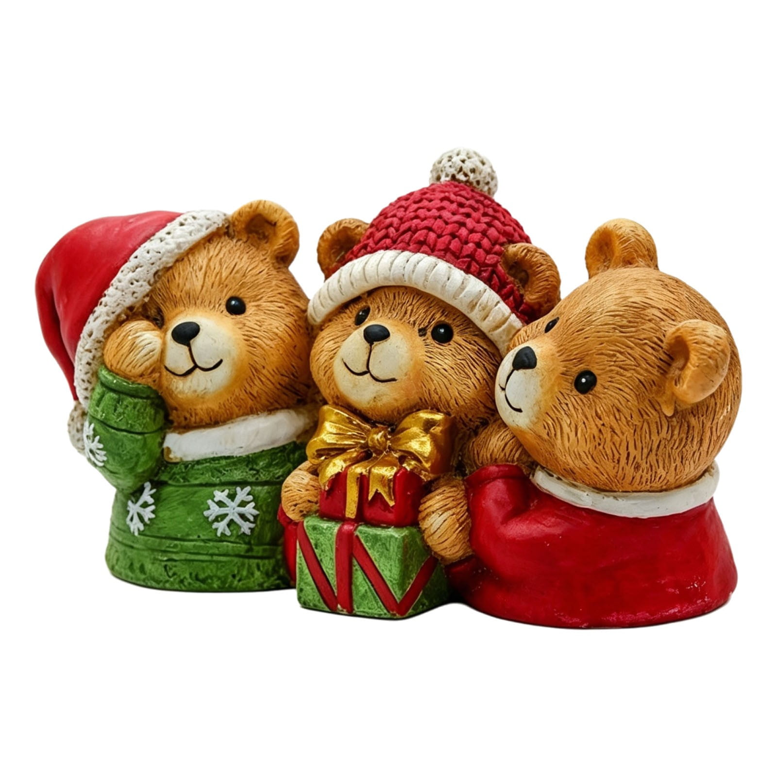 Christmas Resin Bear Ornament Christmas Decorations for Home Bookshelf Office Table Desk Collectible Keepsake Sculptures
