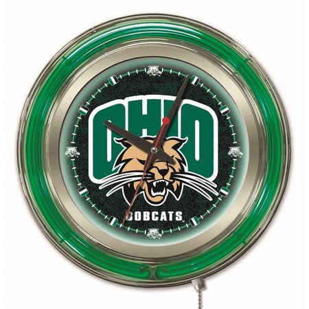 Holland Bar Stool Ohio University Double Neon Ring, 15 dia. Logo Clock