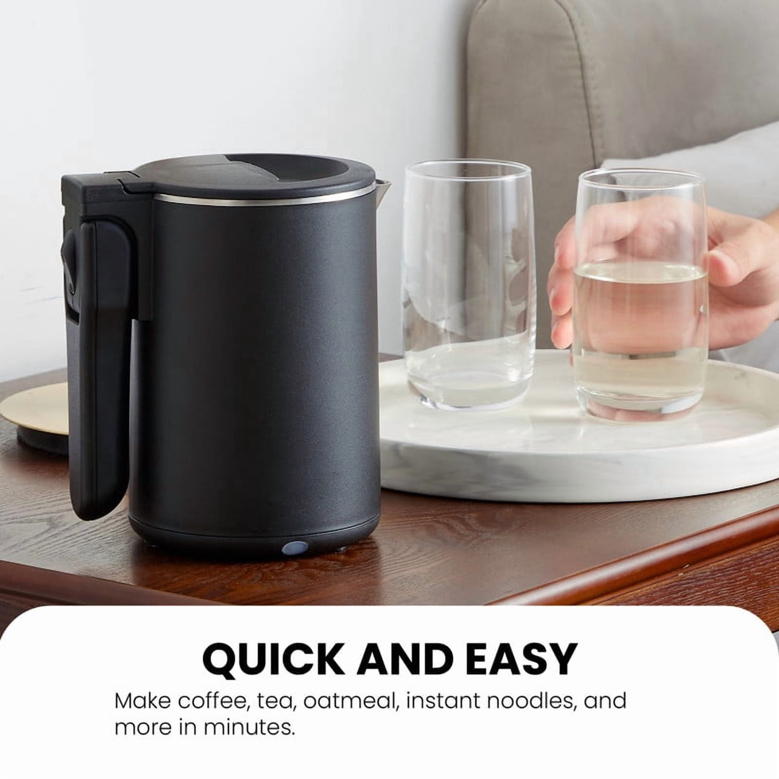 Elite Cuisine EKT157 Dual Voltage 110-220V US Plug, Travel Double Wall Cool-Touch, 0.65Qt. Electric Kettle