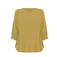 thumbnail image 4 of Women's Long Sleeve T-shirt 3/4 Sleeve Linen Shirts For Women 2025 Cotton Summer Retro Embroidered Boho Tops Casual Trendy Vacation Blouse,Yellow Women's Long sleeve T-shirt XXXL, 4 of 4
