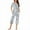 Gray, variant on Pajama Set for Womens 2 Piece Short Sleeve Button Neck Pleated Printed Top and Capris Pants Summer Ladies Soft Comfortable Pajamas Set for Sleepwear Loungewear