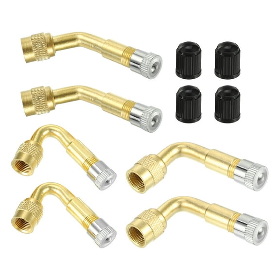 1 Set 45/90/135-Degree Tire Valve Stem Extenders Extension Universal for Cars RV Bicycles Gold Tone