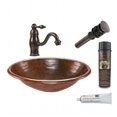 thumbnail image 1 of Premier Copper Products BSP3-LO19RDB Oval Self Rimming Hammered Sink with Vessel Faucet, 1 of 1