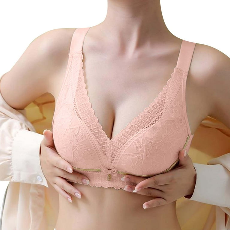 adviicd Cotton Bras for Women Women's Balconette Bra Seamless Plus Size Full  Coverage Underwire Support Bras Pink Medium 