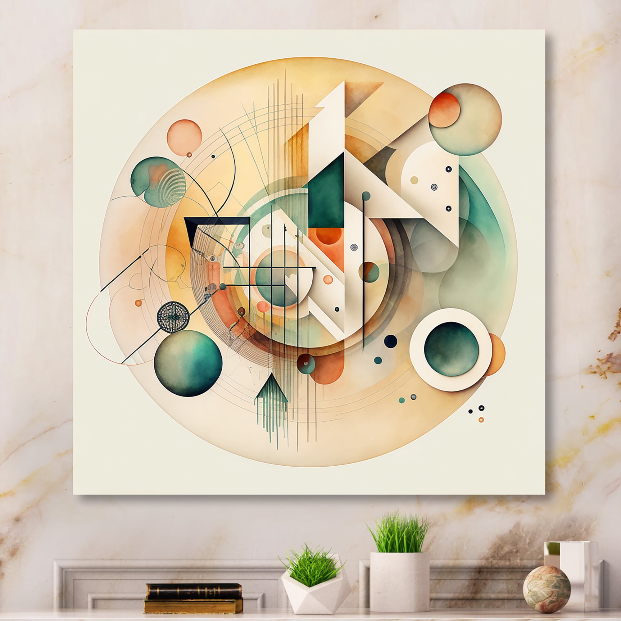 Designart Warm Minimalist Circular Abstract II Canvas Wall Art