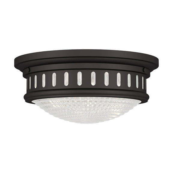73052-07 Livex Lighting Berwick - 2 Light Flush Mount in Coastal Style - 13 Inches wide by 5.75 Inches high-Bronze Finish