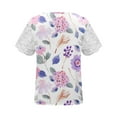 thumbnail image 5 of LOVZFMLL Hauts d'Été pour Femmes Femmes Mode Été Pli Imprimé Régulier Femmes Manches Courtes Col en V Bouton Haut, 5 of 5