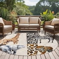 thumbnail image 4 of Modern Animals Large Round Rug 8 FT, Non Slip Living Room Area Carpet, Vintage Giraffe Zebra Elephant Leopard Washable Soft Circle Rug Non-Shedding Floor Carpet for Bedroom Office Dining Room, 4 of 9