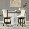 thumbnail image 5 of Henry 26" Armless Swivel Counter Height Bar Stool Natural White Linen 3 Pc Set, 5 of 11