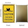 thumbnail image 2 of Metal Tin Sign Vintage Black Yellow Caution Chicken Crossing Funny Decoration for Farmhouse Chicken Coop Wall Decor 12x8 Inches, 2 of 5